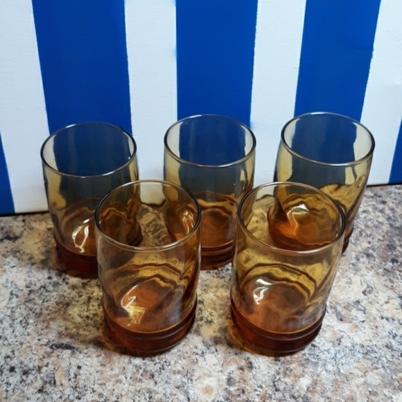 Vintage mid-century Libbey gold juice glasses - Picture 2 of 3